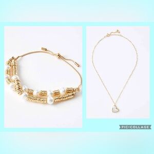 Set of 2: LOFT gold/pearl necklace AND bracelet